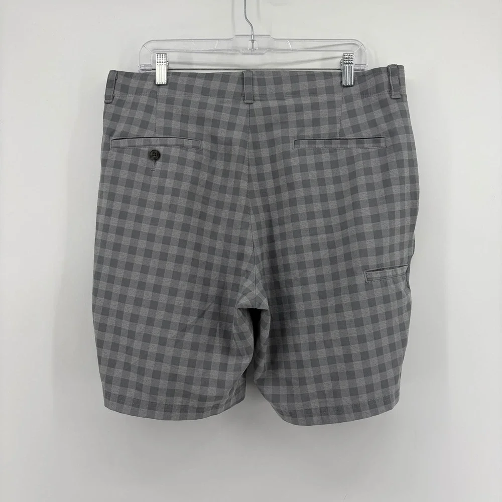 PGA Tour Mens 38 Grey Golf Shorts Gingham Plaid Stretch Performance 9 Inseam